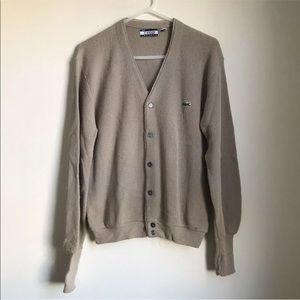 Vintage Izod Lacoste Cardigan Tan Button Front
